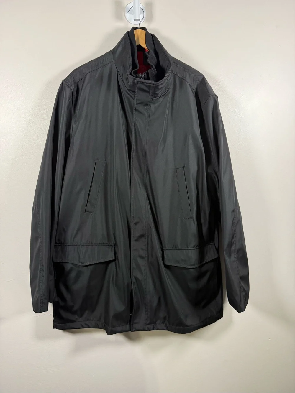 Alfani Black Men's Raincoat with Stand Collaro
